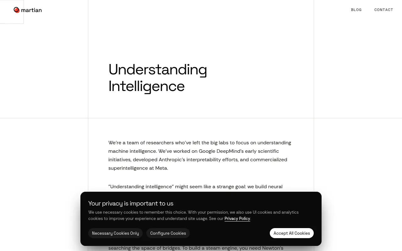 Screenshot of Martian (withmartian.com) — AI interpretability tooling