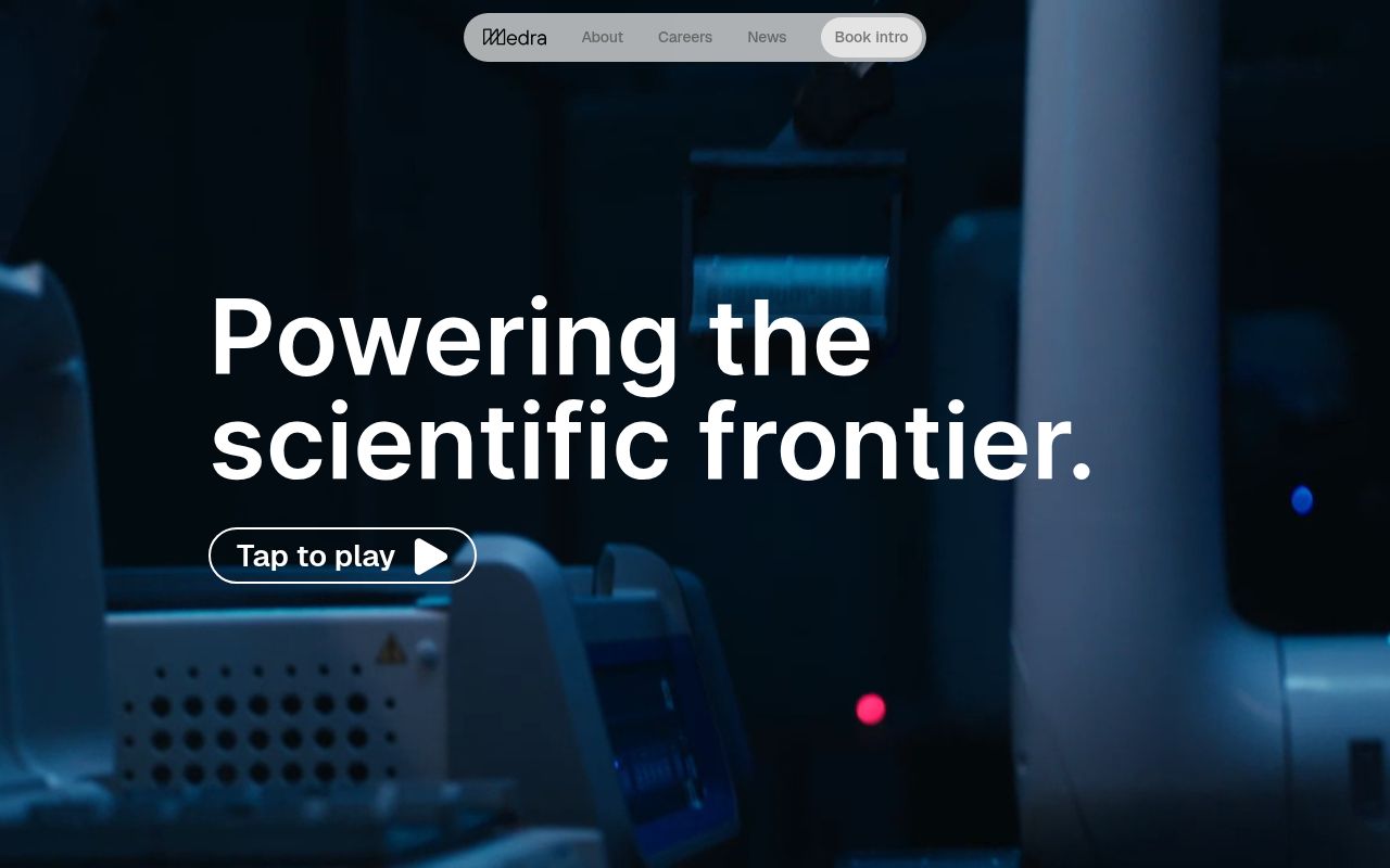 Screenshot of Medra (medra.ai) — Physical AI integrated in your lab