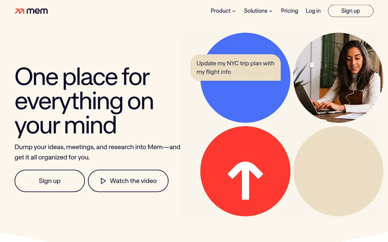 Screenshot of Mem (get.mem.ai) — Your AI knowledge assistant