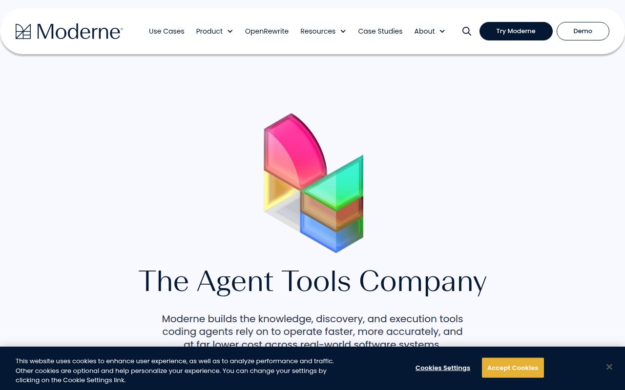 Screenshot of Moderne (moderne.ai) — Mass-scale automated code refactoring