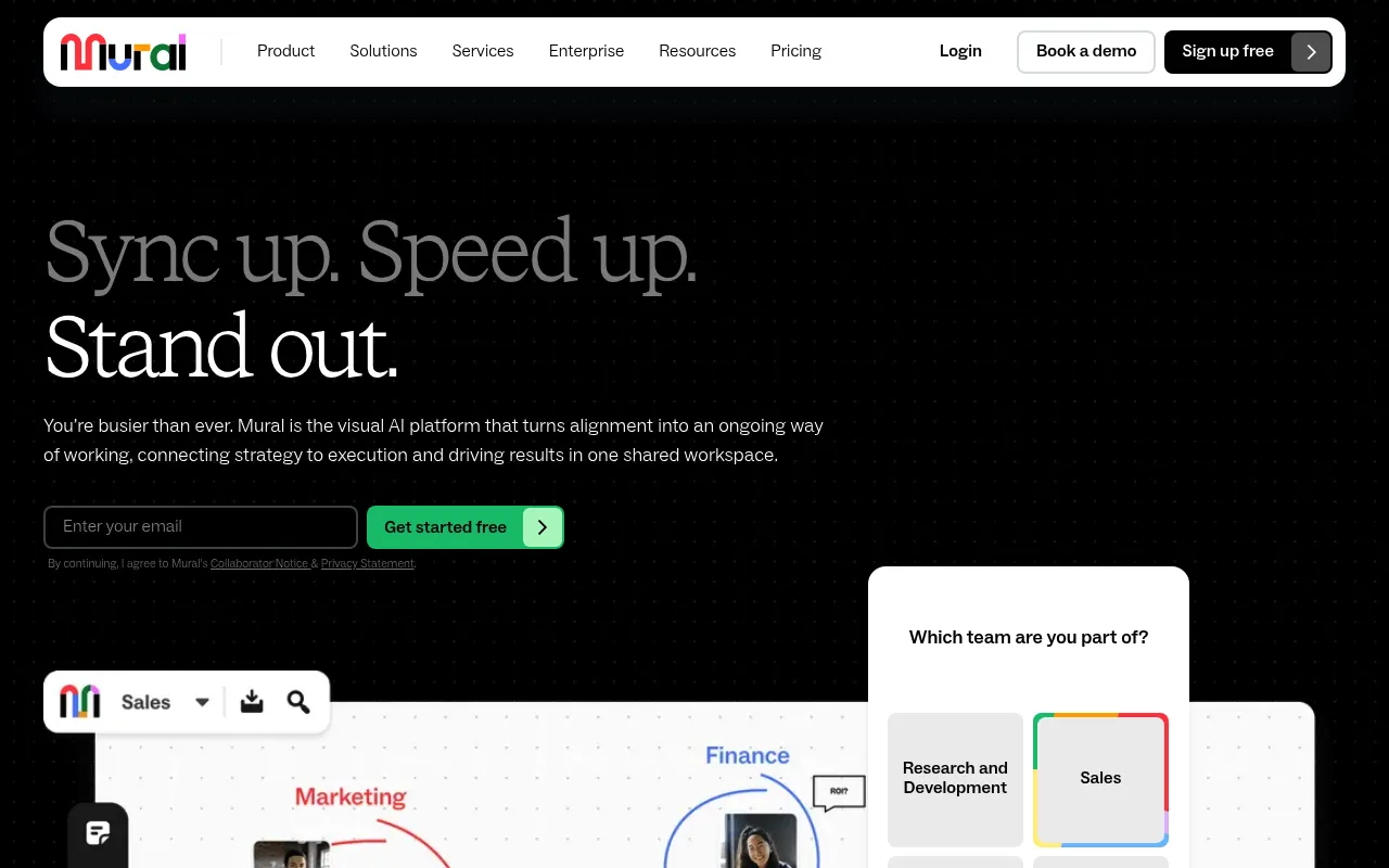 Screenshot of Mural (mural.co) — FigJam for enterprises