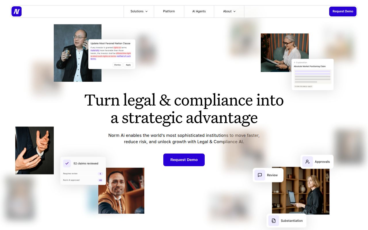 Screenshot of Norm AI (norm.ai) — Legal and compliance AI