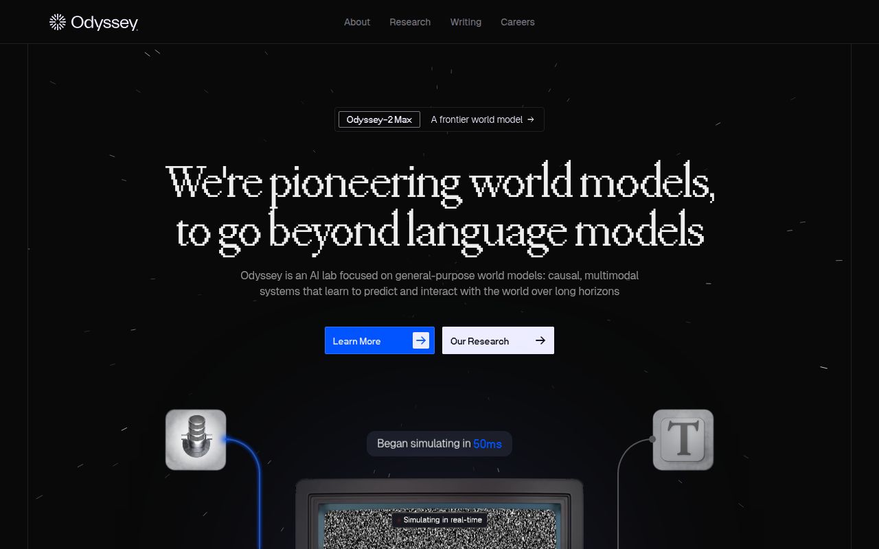 Screenshot of Odyssey (odyssey.world) — Building superimagination