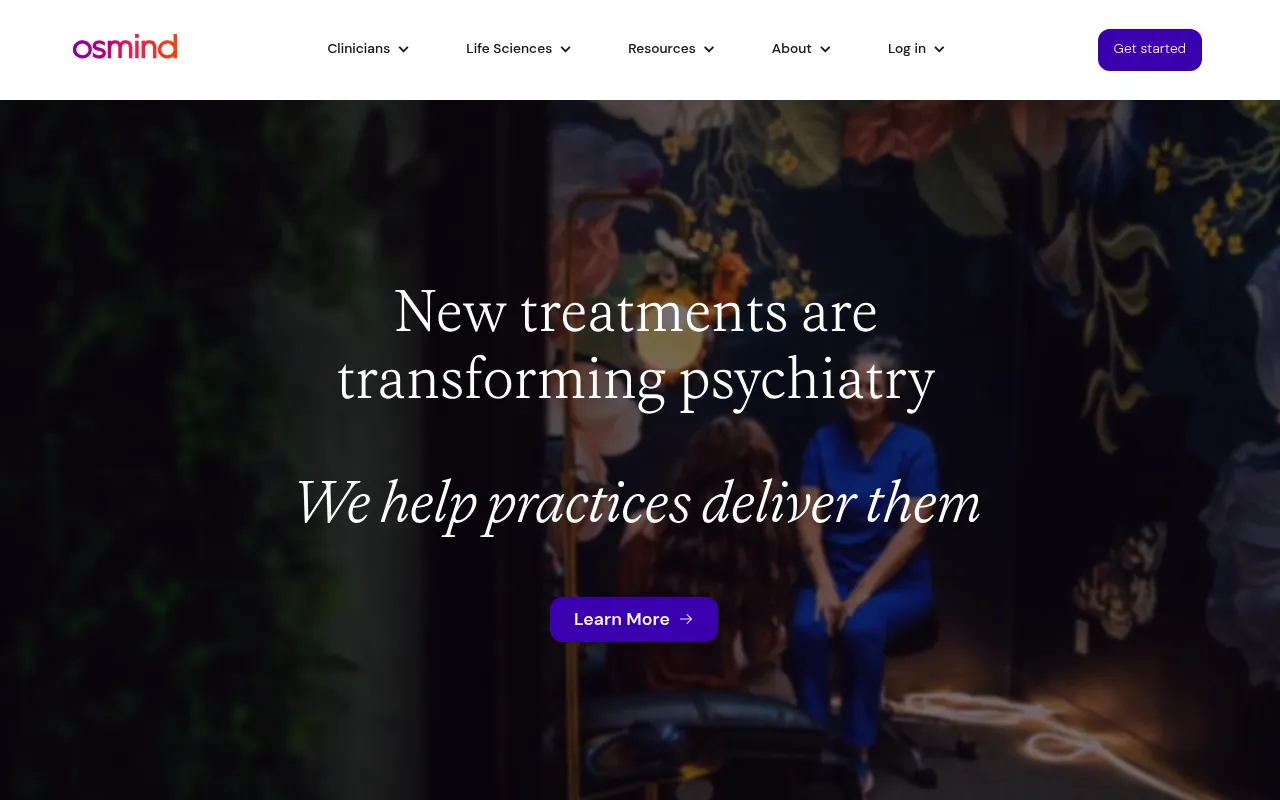 Screenshot of Osmind (osmind.org) — Tech for breakthrough mental health research