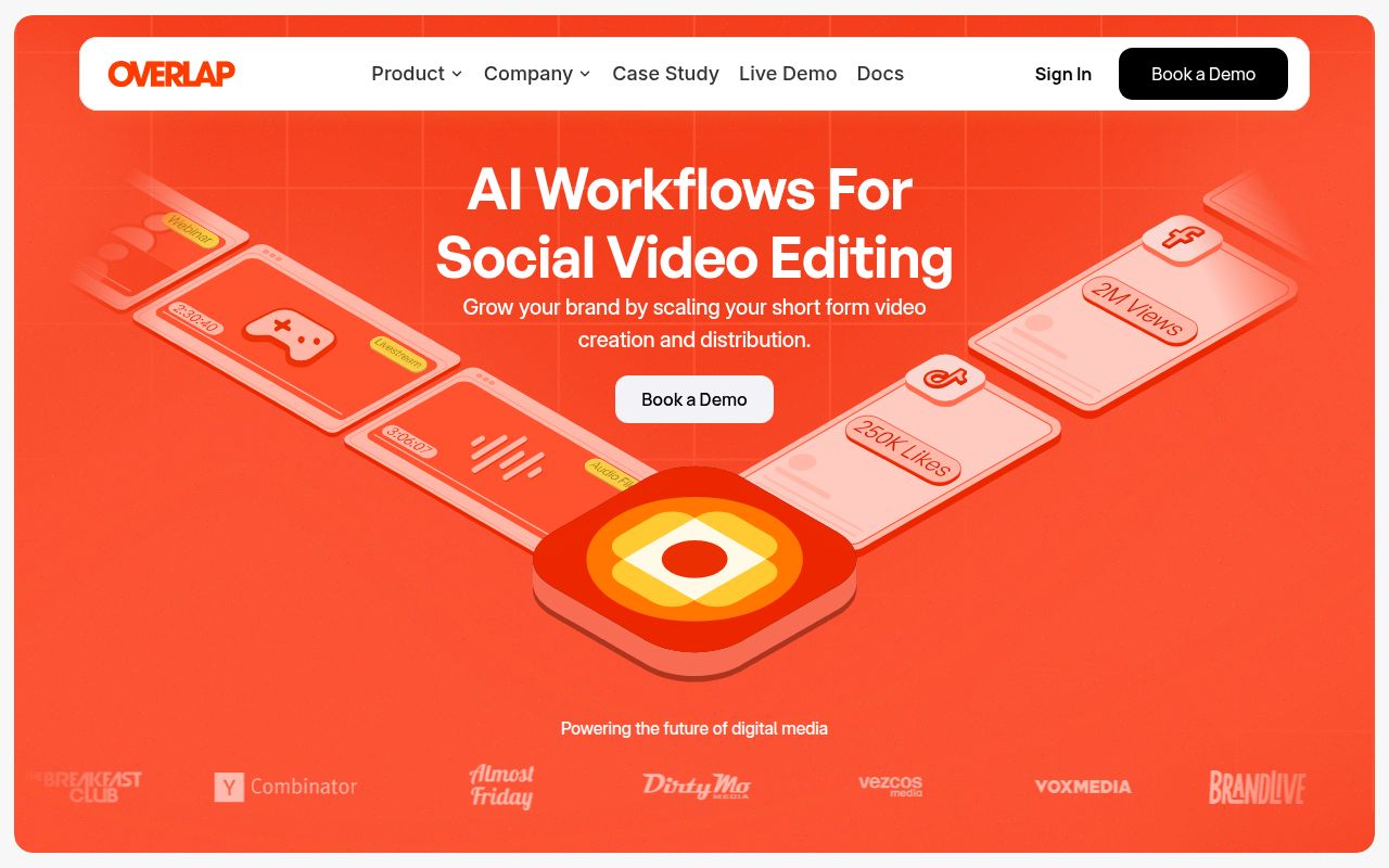 Screenshot of Overlap (overlap.ai) — Create viral clips with AI