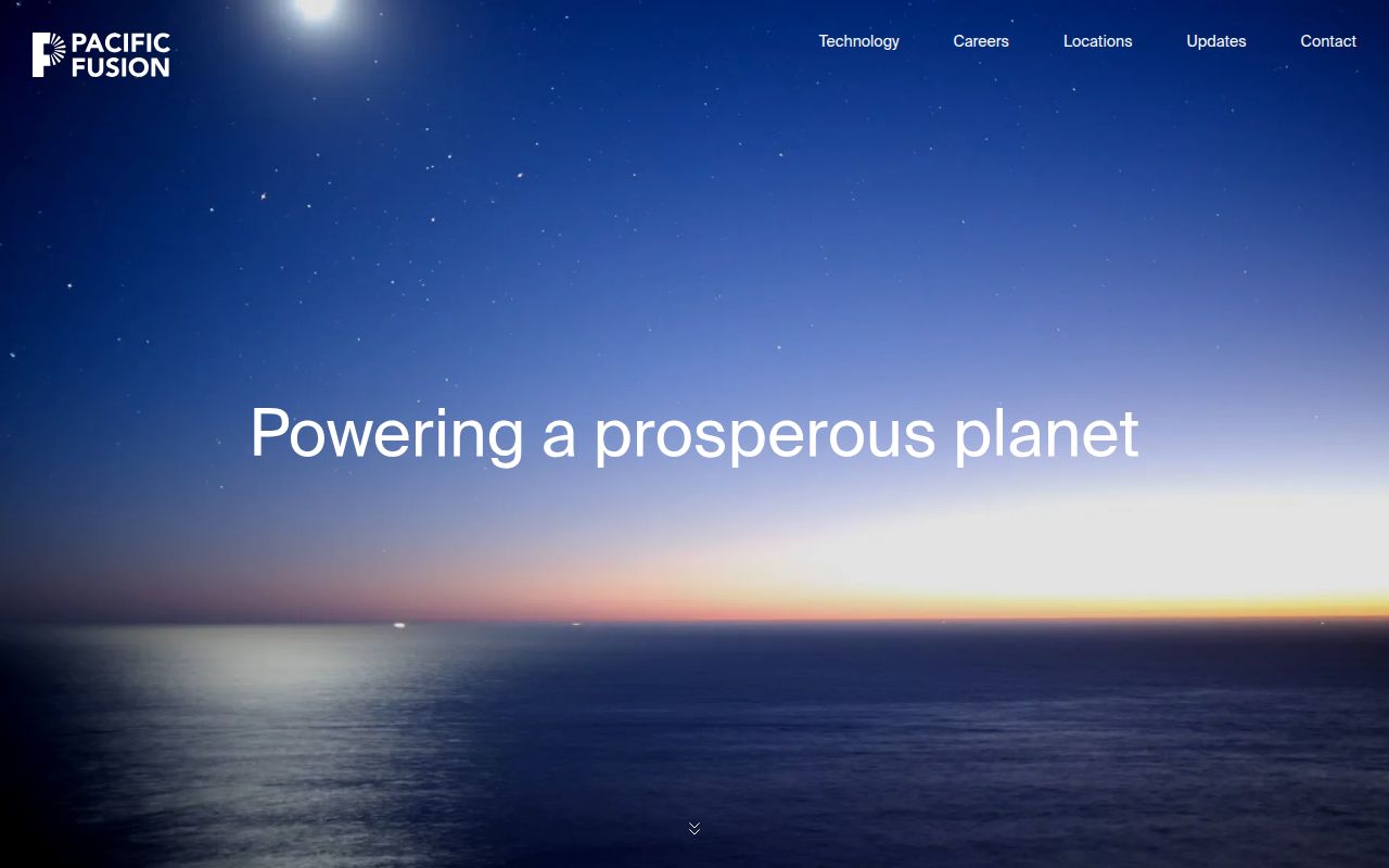 Screenshot of Pacific Fusion (pacificfusion.com) — Nuclear fusion-based energy