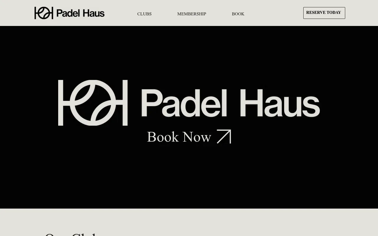 Screenshot of Padel Haus (padel.haus) — Luxury padel club & indoor courts