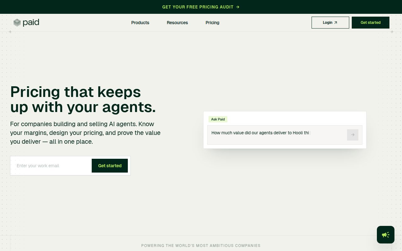 Screenshot of Paid (paid.ai) — The growth engine for AI