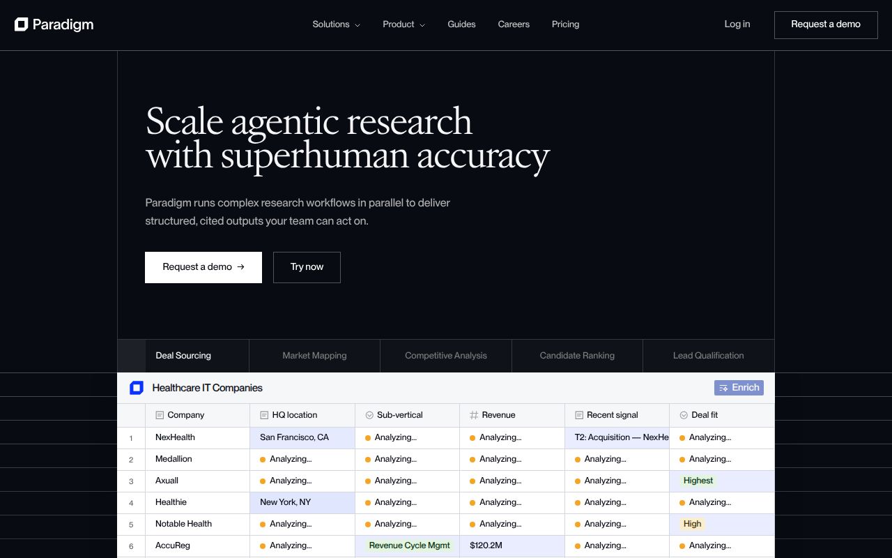 Screenshot of Paradigm (paradigmai.com) — Agentic spreadsheets