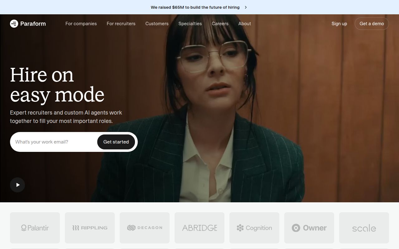 Screenshot of Paraform (paraform.com) — Recruiting, made easy