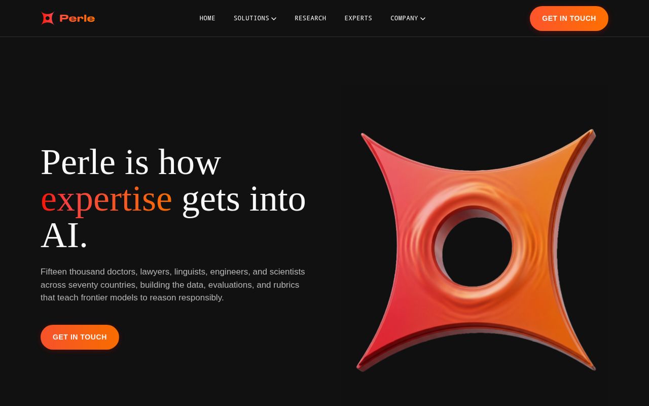 Screenshot of Perle (perle.ai) — Perle brings wisdom to data