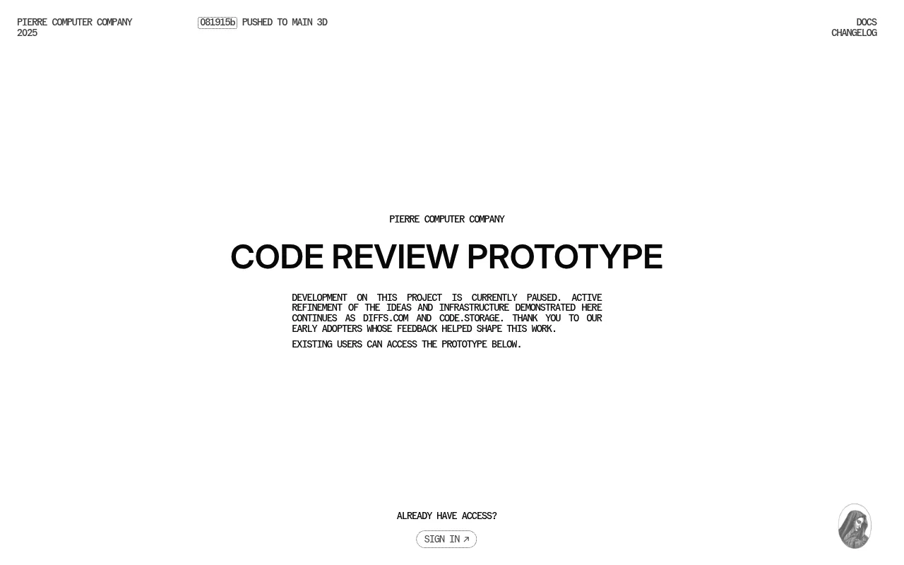Screenshot of Pierre (pierre.co) — Joyful code review