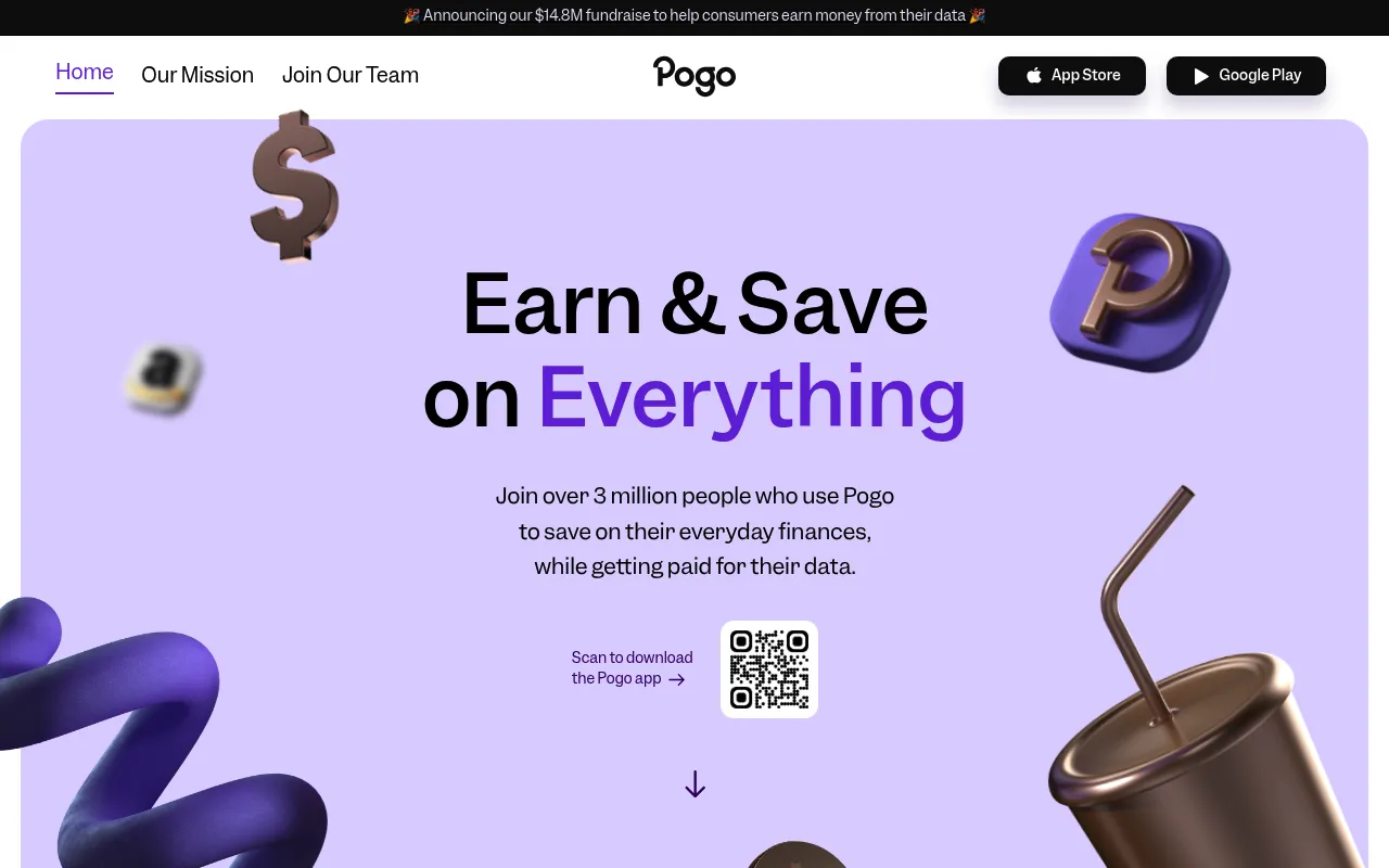 Screenshot of Pogo (joinpogo.com) — Unlocking the value of consumer data