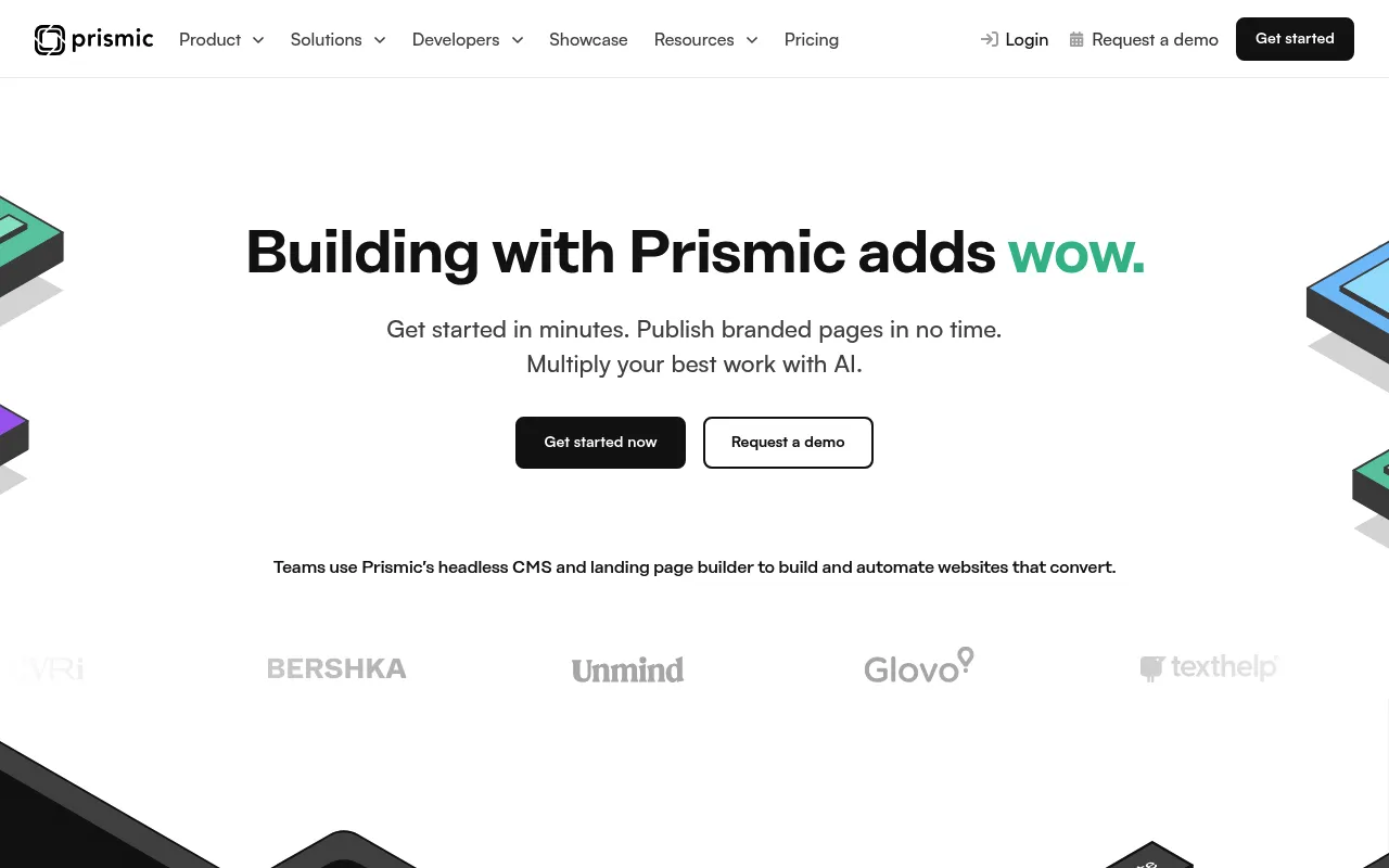 Screenshot of Prismic (prismic.io) — Headless page builder