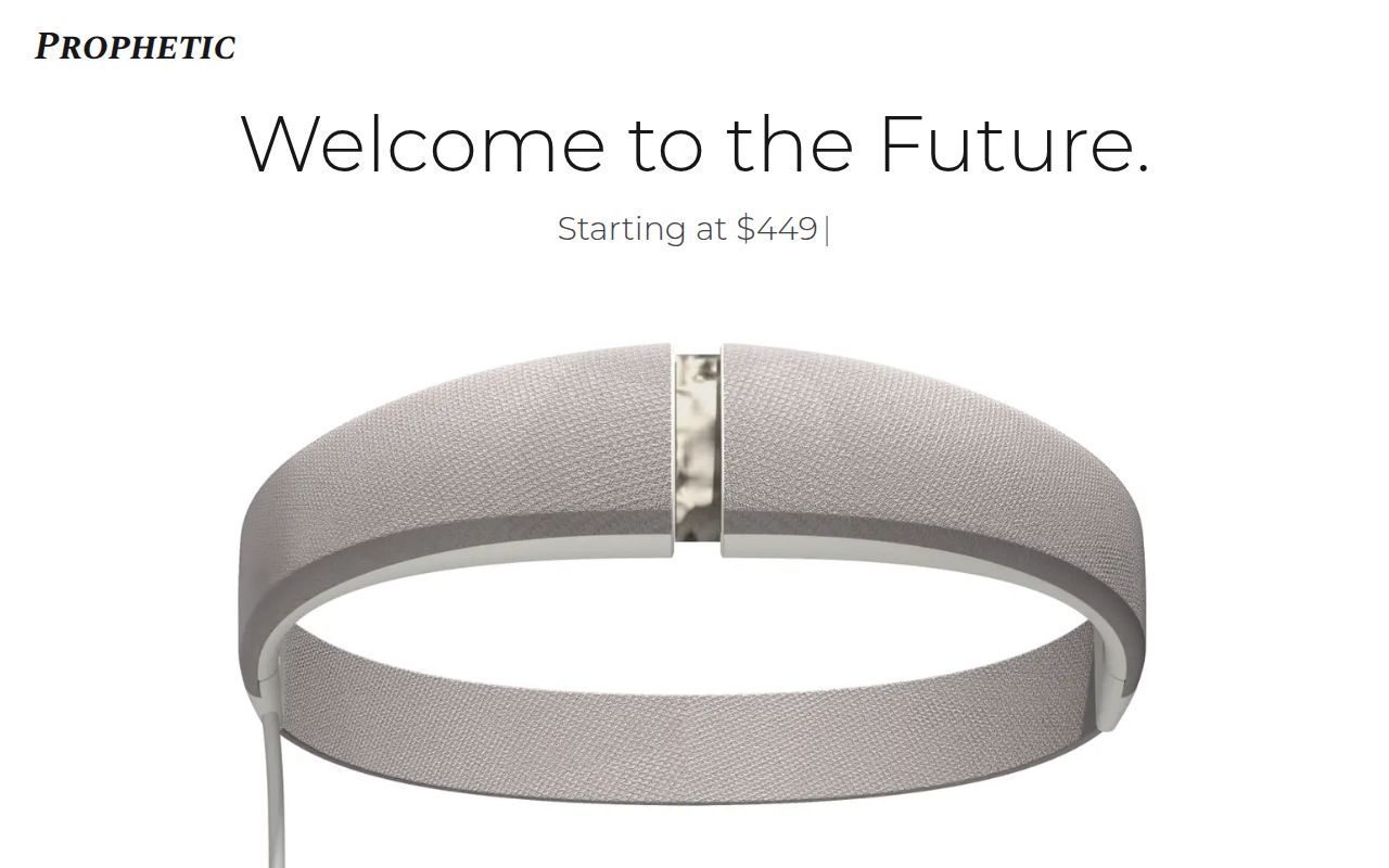 Screenshot of Prophetic (prophetic.com) — A non-invasive device to induce lucid dreams