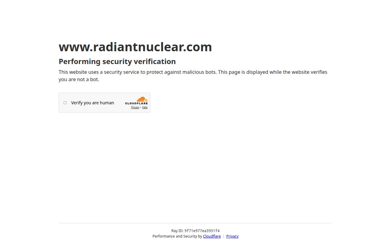Screenshot of Radiant (radiantnuclear.com) — Making nuclear power portable