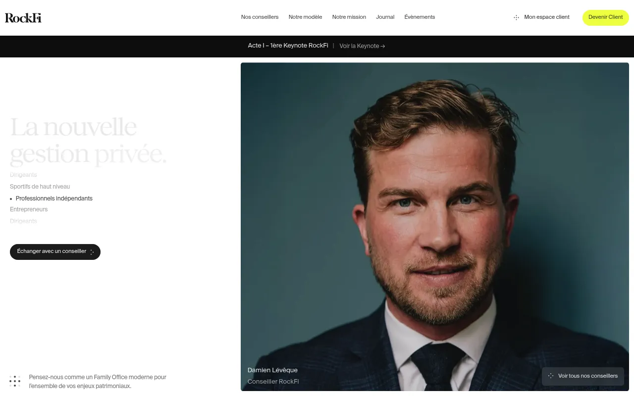 Screenshot of RockFi (rockfi.fr) — Wealth management platform