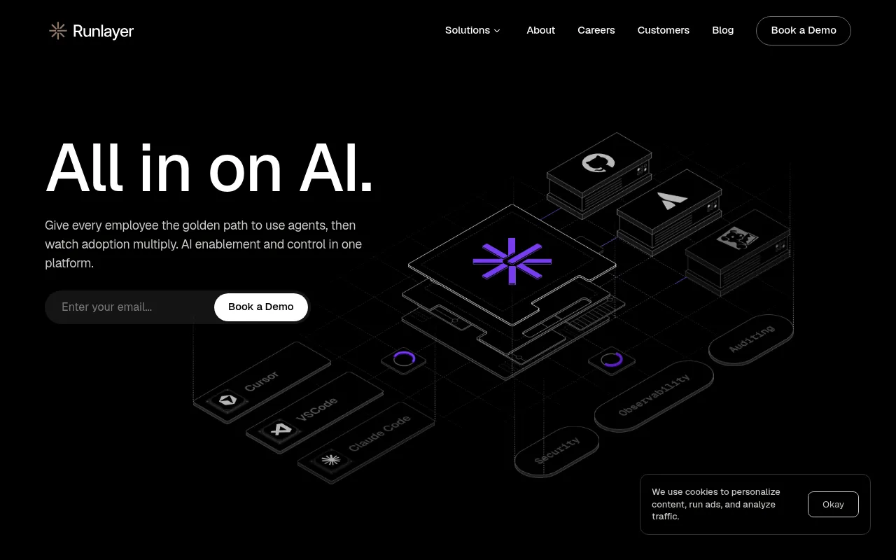 Screenshot of Runlayer (runlayer.com) — Safer way to connect MCPs