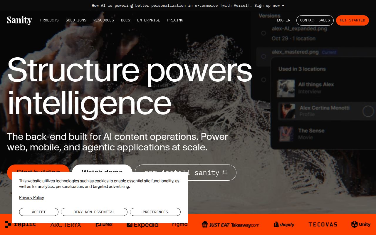 Screenshot of Sanity (sanity.io) — The Content Operating System