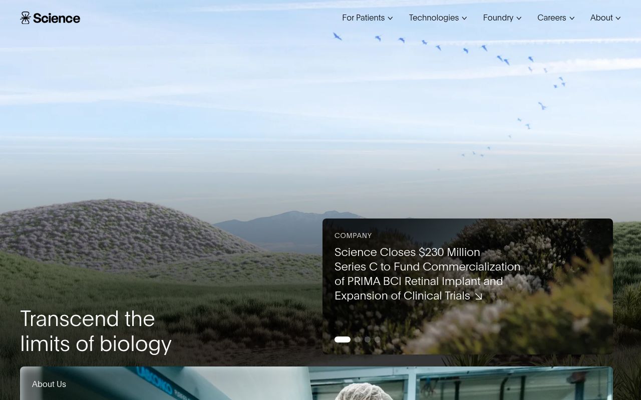 Screenshot of Science (science.xyz) — A brighter tomorrow enabled by neural engineering
