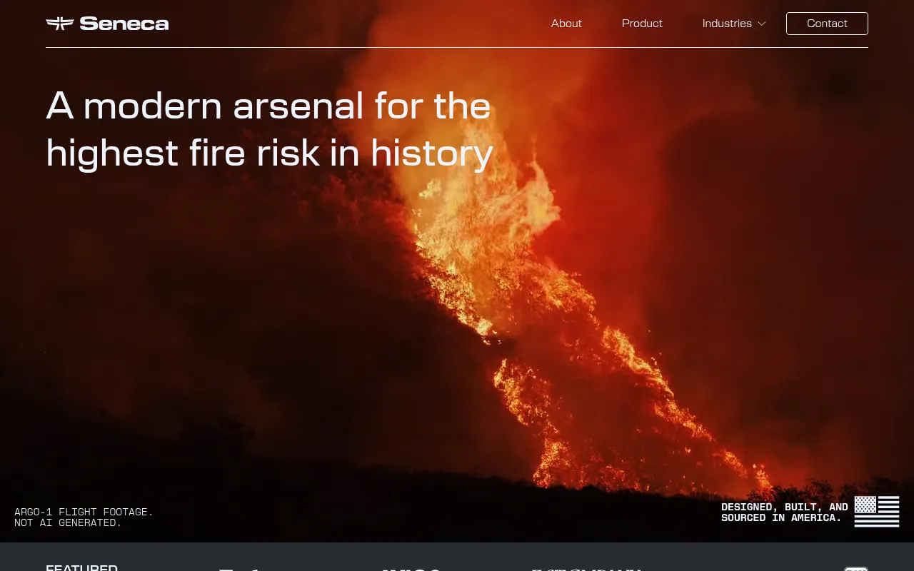 Screenshot of Seneca (seneca.com) — Firefighting drones