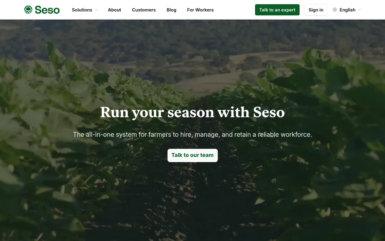 Screenshot of Seso (sesolabor.com) — Employee management built for ag