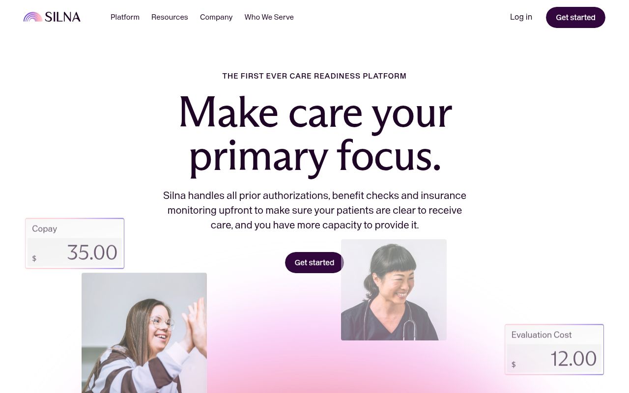 Screenshot of Silna (silnahealth.com) — Make care your primary focus