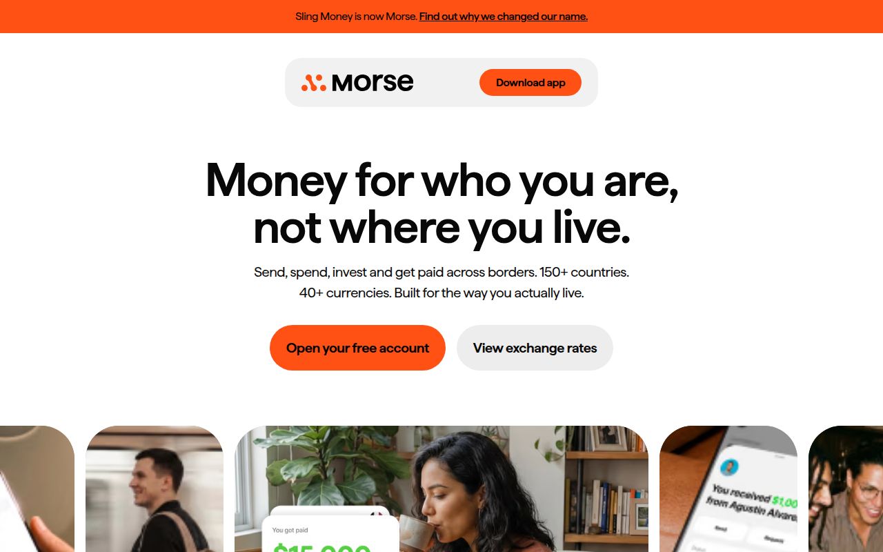 Screenshot of Sling Money (sling.money) — Stablecoin-based global payment app