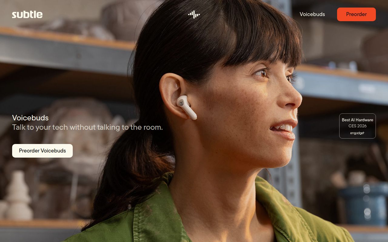 Screenshot of Subtle Computing (subtle.co) — Voice isolation tech