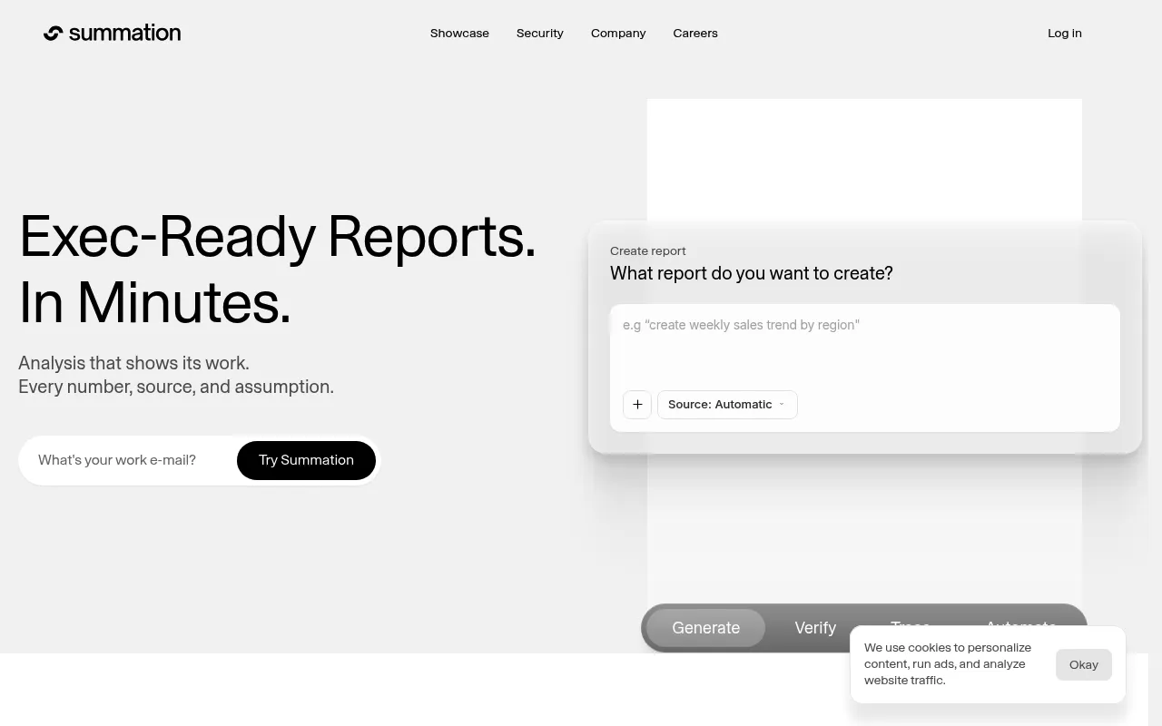 Screenshot of Summation (summation.com) — Decision-grade AI platform
