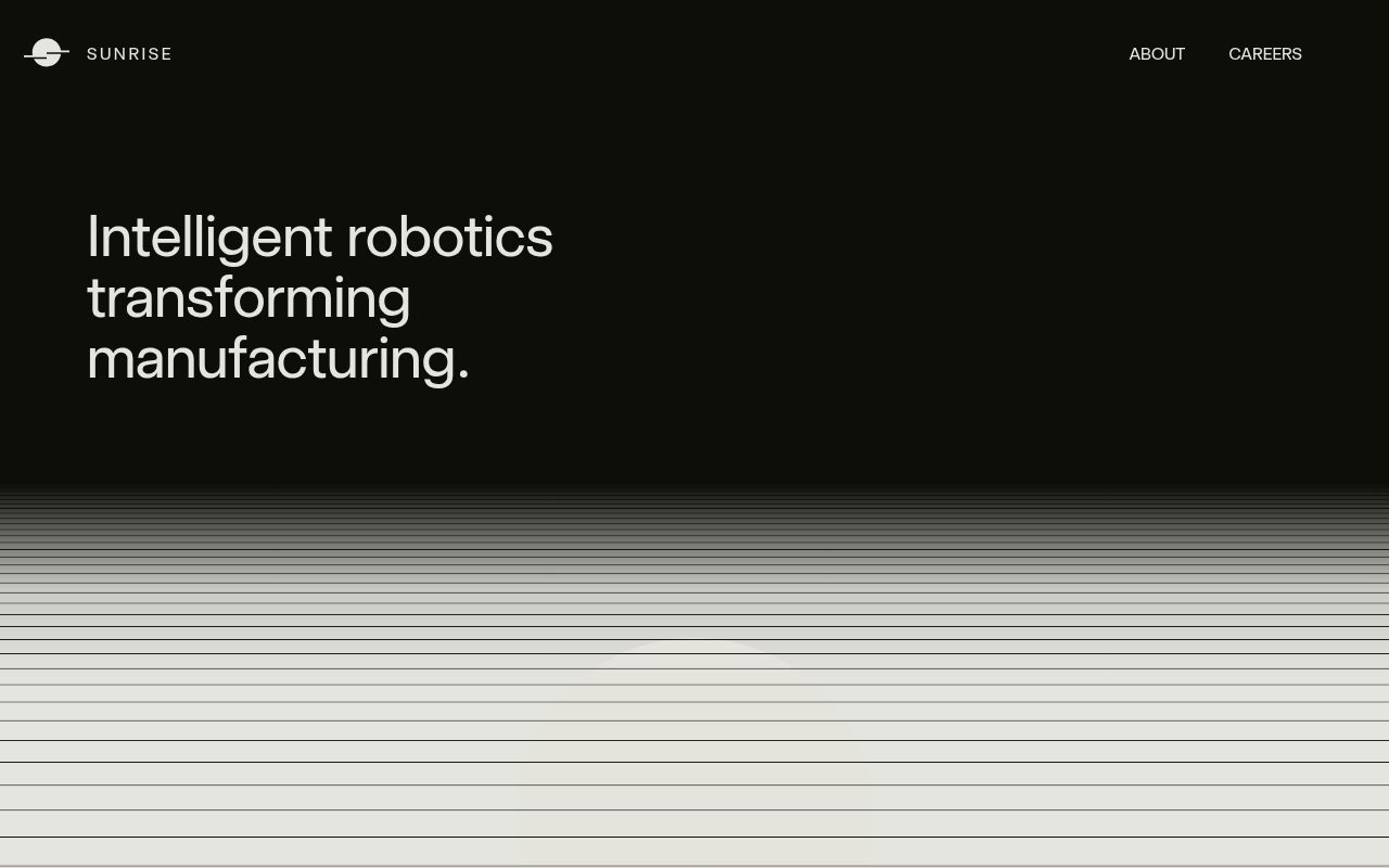 Screenshot of Sunrise Robotics (sunriserobotics.co) — Intelligent robotics transforming manufacturing