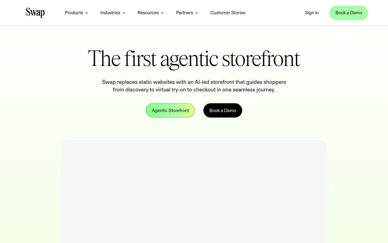Screenshot of Swap (swap-commerce.com) — Agentic commerce infra