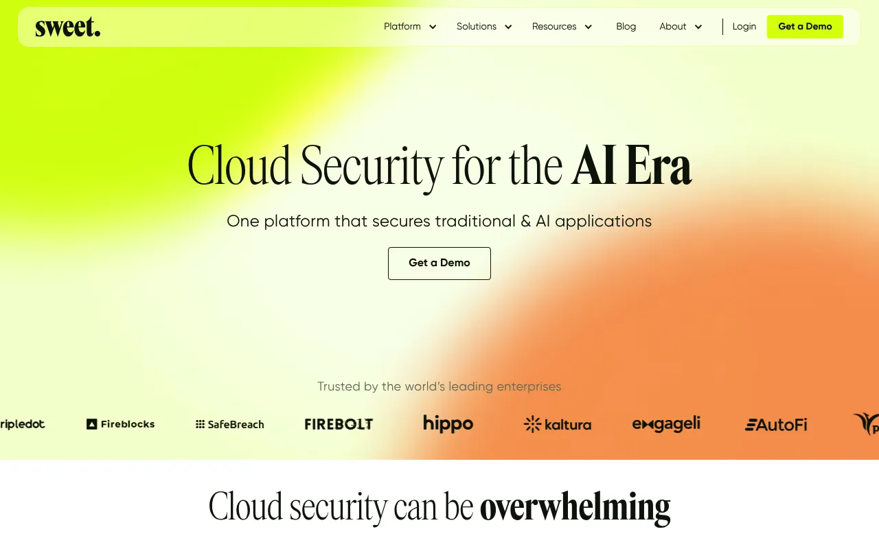 Screenshot of Sweet Security (sweet.security) — A new flavor of CNAPP