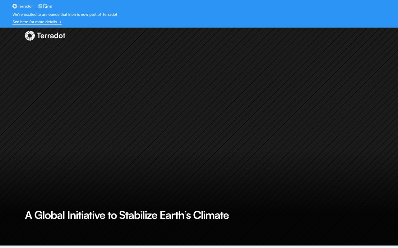 Screenshot of Terradot (terradot.earth) — Enabling nation-scaled carbon removal