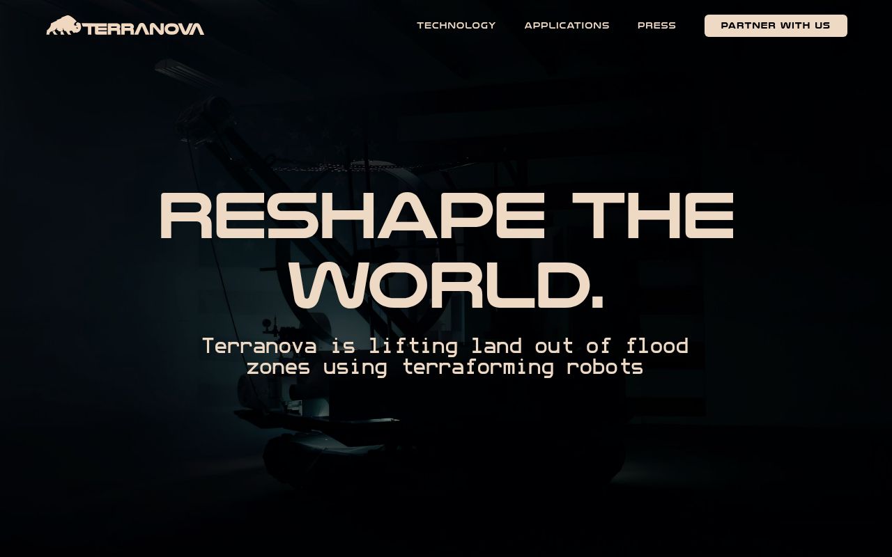Screenshot of Terranova (terranova.inc) — Terraforming robots