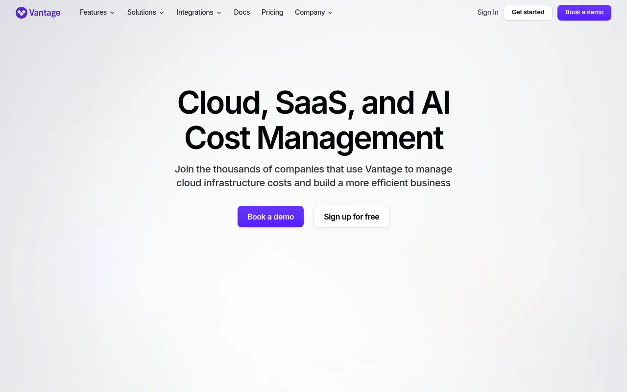 Screenshot of Vantage (vantage.sh) — A cloud cost observability platform