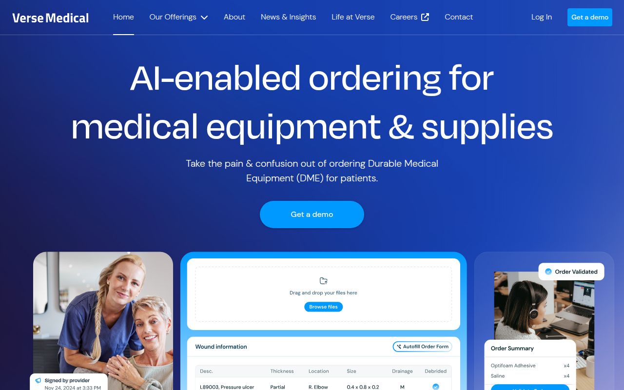 Screenshot of Verse (versemedical.com) — Software for in-home healthcare