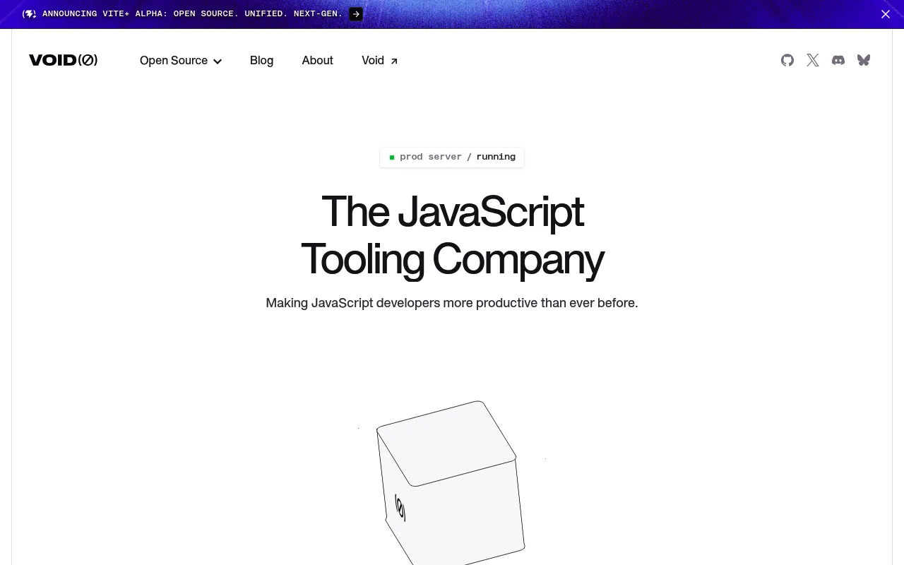 Screenshot of VoidZero (voidzero.dev) — Next generation JavaScript toolchain