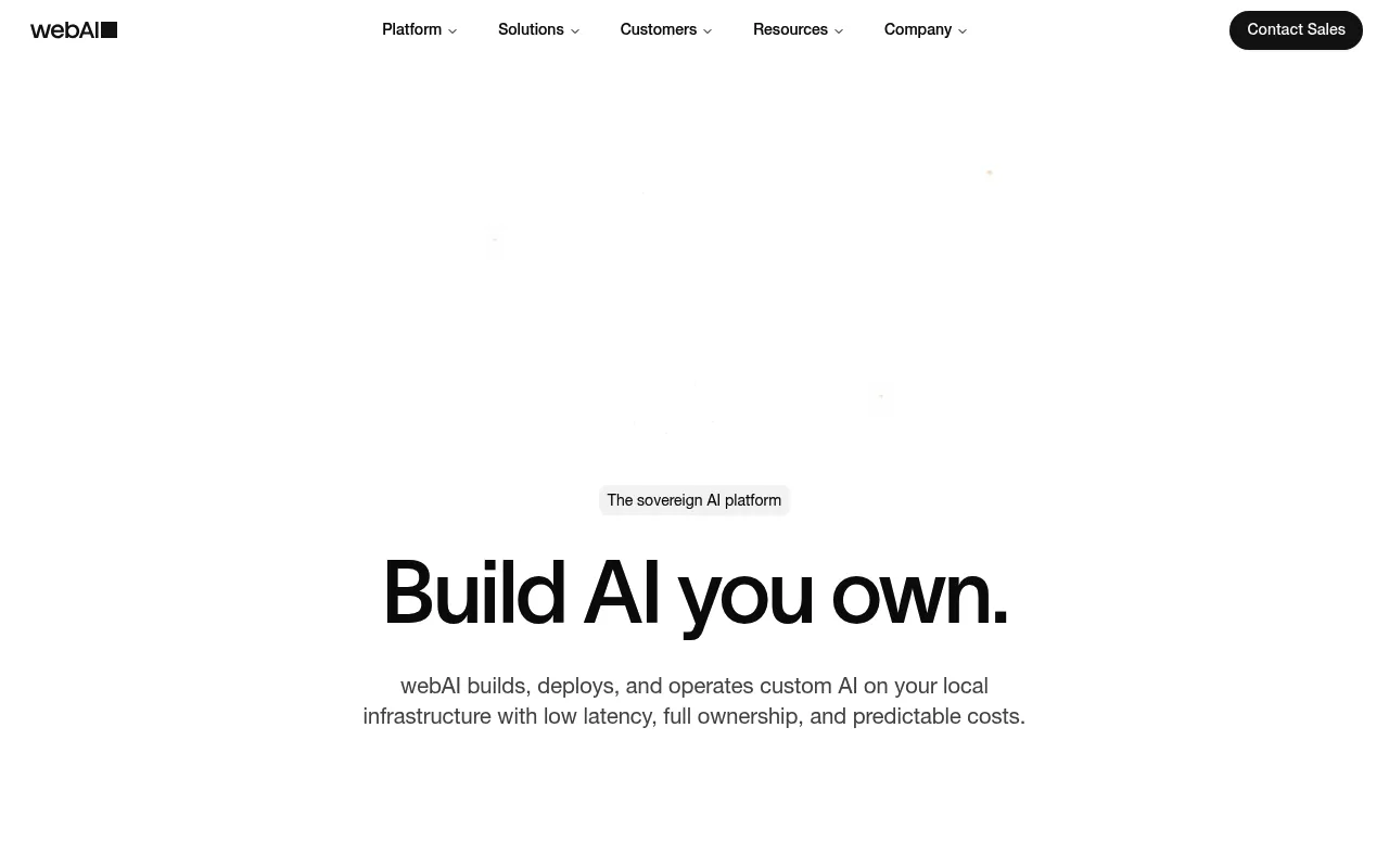 Screenshot of webAI (webai.com) — Enterprise-grade local AI applications